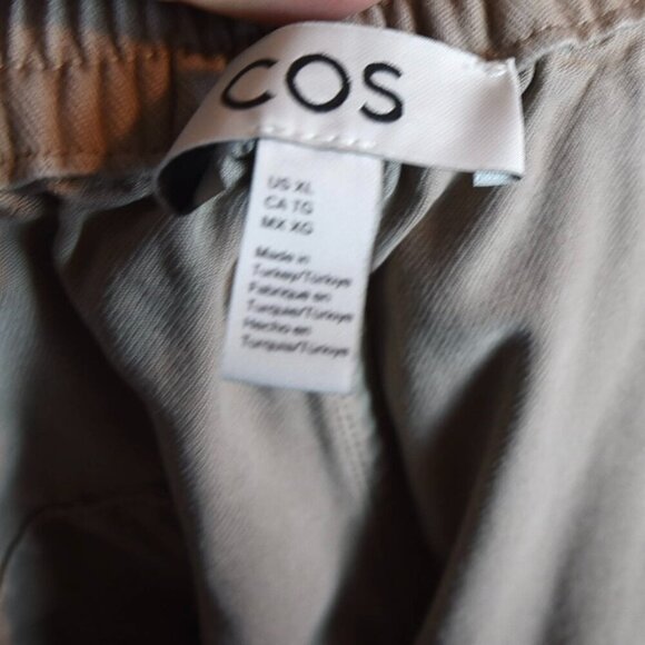 COS XL Relaxed Fit Tapered Pants Tan Cotton Lyocell Elastic Waist Minimal *Flaw* - Picture 6 of 10